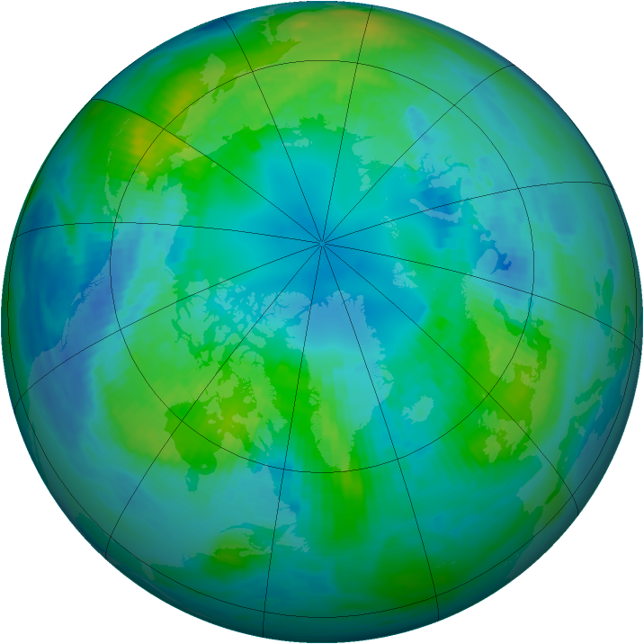 Arctic ozone map for 18 October 1991